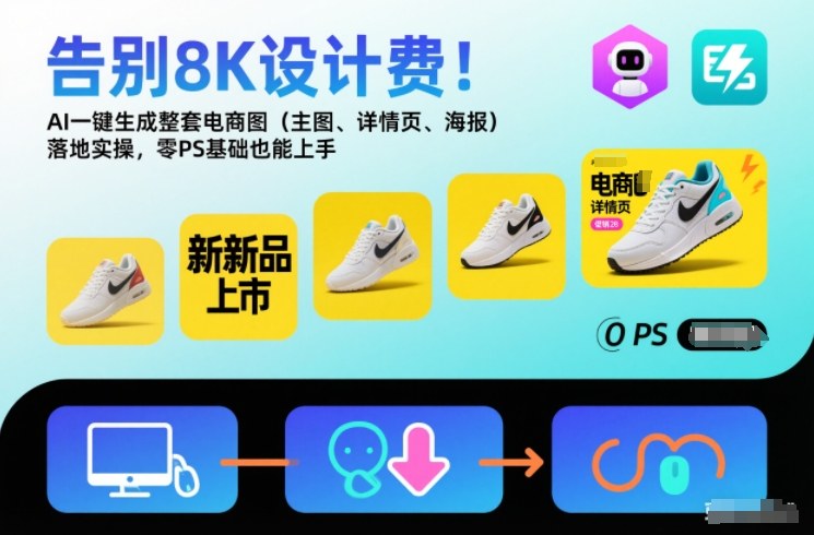告别8K设计费！AI一键生成整套电商图(主图、详情页、海报)落地实操，零PS基础也能上手-超级会员网