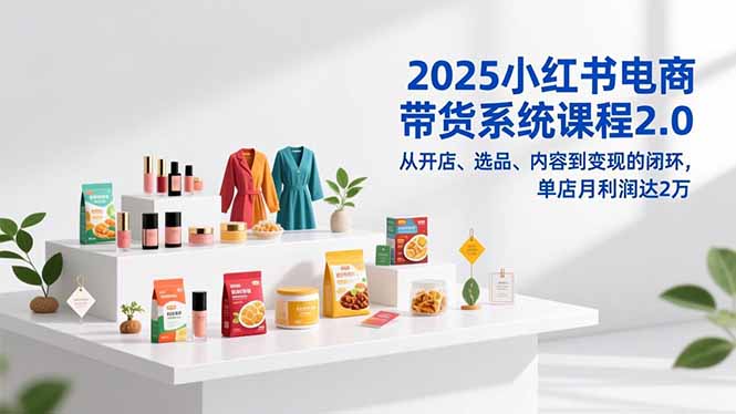 2025小红书电商带货系统课程2.0，从开店、选品、内容到变现的闭环，单店月利润达2万-超级会员网