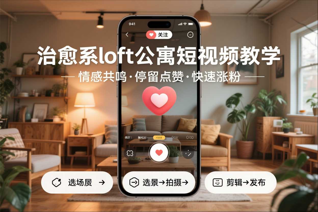 治愈系loft公寓短视频制作教学，情感共鸣引停留点赞关注，快速起号涨粉-超级会员网