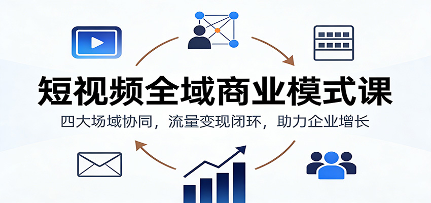 短视频全域商业模式课：四大场域协同，流量变现闭环，助力企业增长-超级会员网