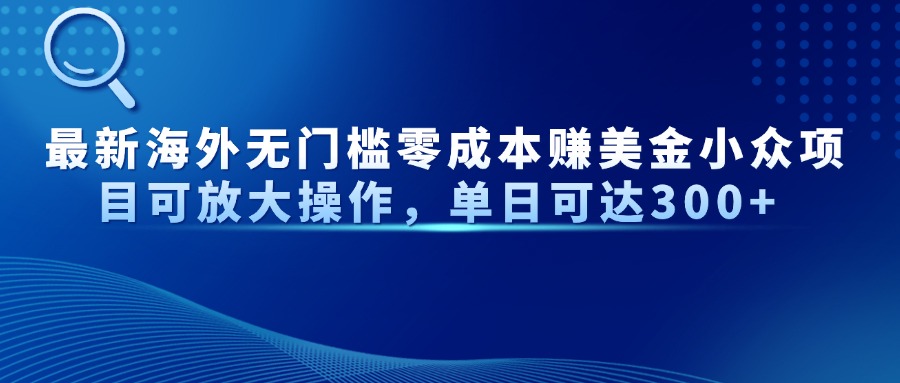 最新海外无门槛零成本赚美金小众项目可放大操作，单日可达300+-超级会员网