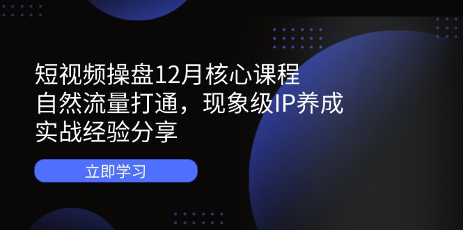 短视频操盘12月核心课程：自然流量打通，现象级IP养成，实战经验分享-超级会员网