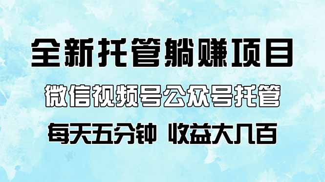 全新托管躺赚项目，微信视频号公众号托管代运营，每天五分钟，收益大几百-超级会员网