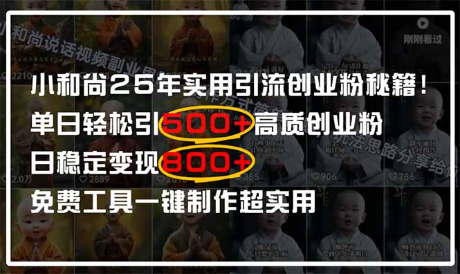 小和尚2025年实用引流秘籍！单日轻松引500+高质量创业粉，日变现800+，…-超级会员网
