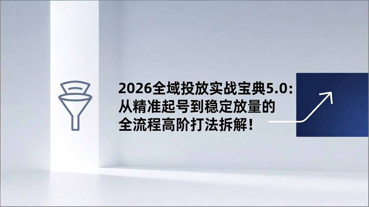 2026全域投放实战宝典5.0：从精准起号到稳定放量的全流程高阶打法拆解！-超级会员网