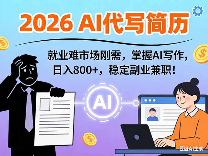AI代写简历，超暴利，用万能模板月入1-3万实战教程，2026年市场刚需！-超级会员网