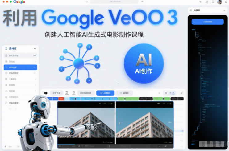 利l用Google Veo 3创建人工智能AI生成式电影制作课程，使用人工智能的力量创建令人惊叹的视频-超级会员网