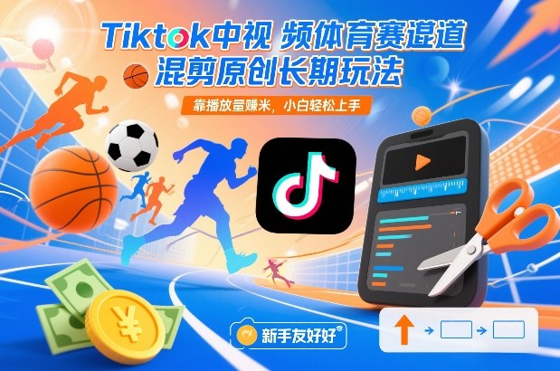 Tiktok中视频体育赛道混剪原创长期玩法，靠播放量賺米，小白轻松上手-超级会员网