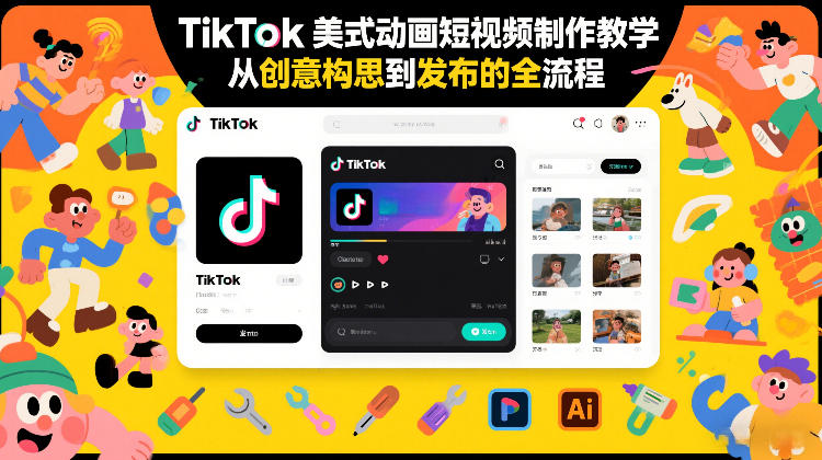 TikTok美式动画短视频制作教学，从创意构思到发布的全流程-超级会员网