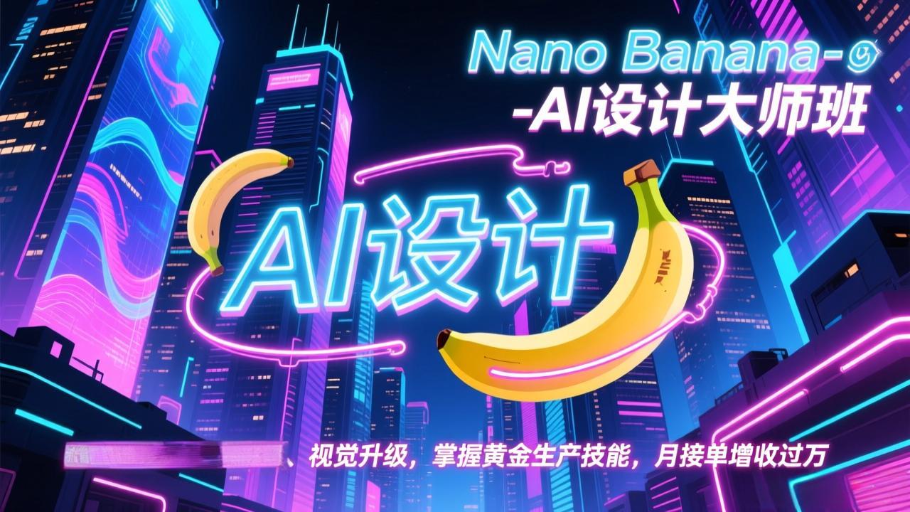 Nano Banana-AI设计大师班，修图合成、广告创作、视觉升级，掌握黄金生产技能，月接单增收过万-超级会员网
