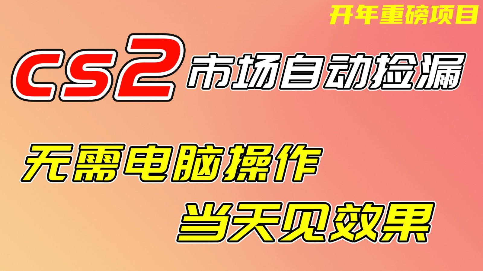 CS2市场挂机项，无需电脑操作，无需进入游戏，当天见效果，支持任何形式验证-超级会员网