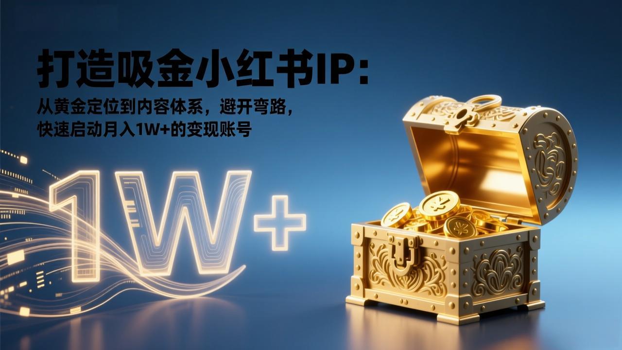 打造吸金小红书IP：从黄金定位到内容体系，避开弯路，快速启动月入1W+的变现账号-超级会员网
