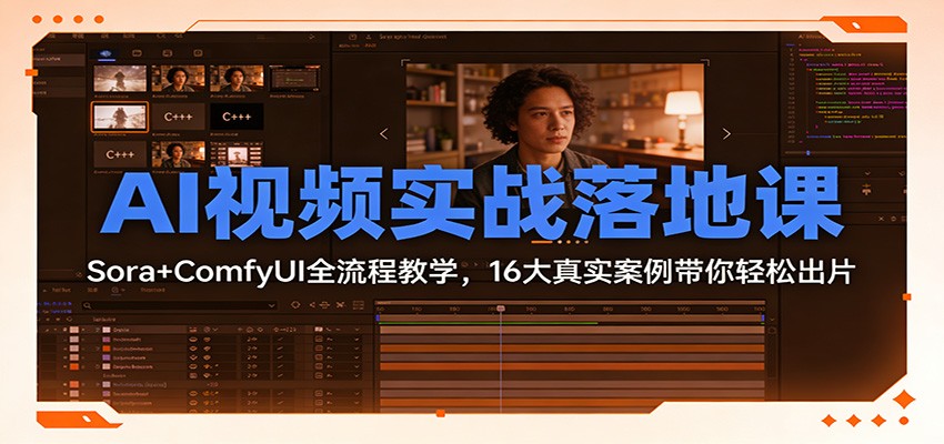 AI视频实战落地课：Sora+ComfyUI全流程教学，16大真实案例带你轻松出片-超级会员网