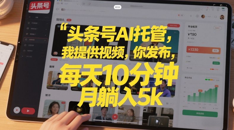 头条号AI托管，我提供视频，你发布，每天10分钟，月躺入5k+【揭秘】-超级会员网