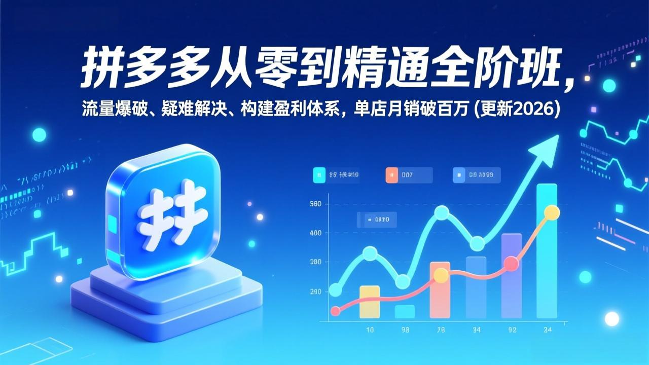 拼多多从零到精通全阶班，流量爆破、疑难解决，构建盈利体系，单店月销破百万(更新2026-超级会员网