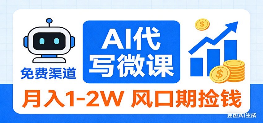 2026告别打工！AI 代写微课，提供免费渠道，月入 1-2W 风口期捡钱-超级会员网