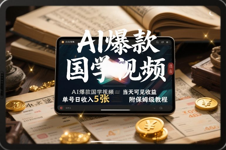 AI爆款国学视频，独家起号方法，小白直接上手，当天可见收益，单号日收入5张+附保姆级教程-超级会员网
