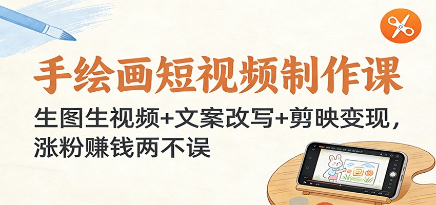 手绘画短视频制作课：生图生视频+文案改写+剪映变现，涨粉赚钱两不误-超级会员网