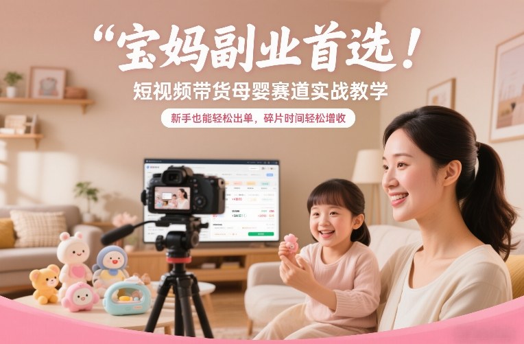 宝妈副业首选！短视频带货母婴赛道实战教学，新手也能轻松出单，碎片时间轻松增收-超级会员网