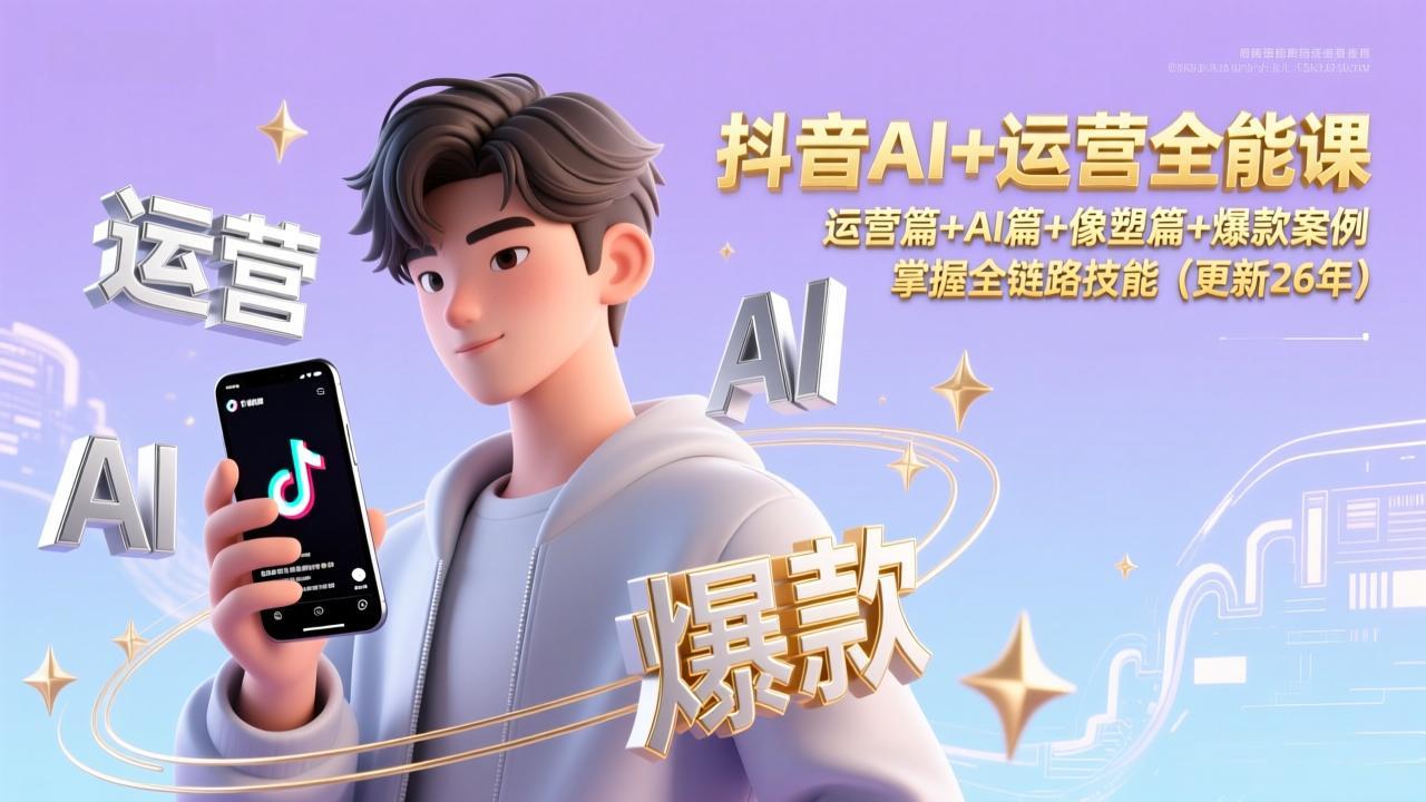 抖音AI+运营全能课，运营篇+AI篇+像塑篇+爆款案例，掌握全链路技能(更新26年-超级会员网