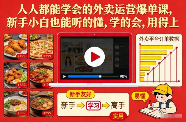 人人都能学会的外卖运营爆单课，新手小白也能听的懂，学的会，用得上-超级会员网