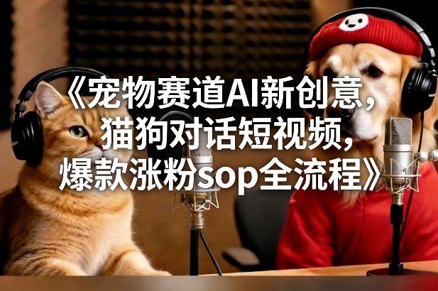 宠物赛道AI新创意，猫狗对话短视频，爆款涨粉sop全流程-超级会员网