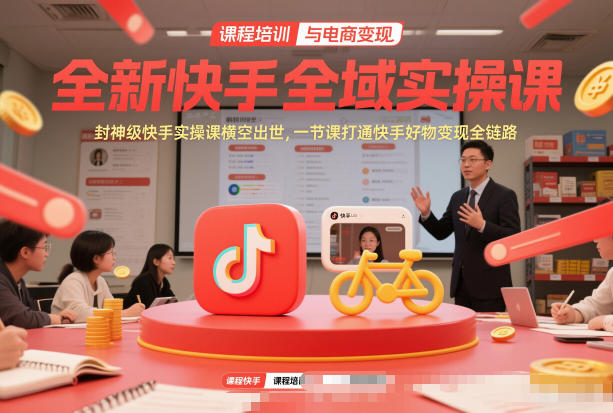 全新快手全域实操课，封神级快手实操课横空出世，一节课打通快手好物变现全链路-超级会员网