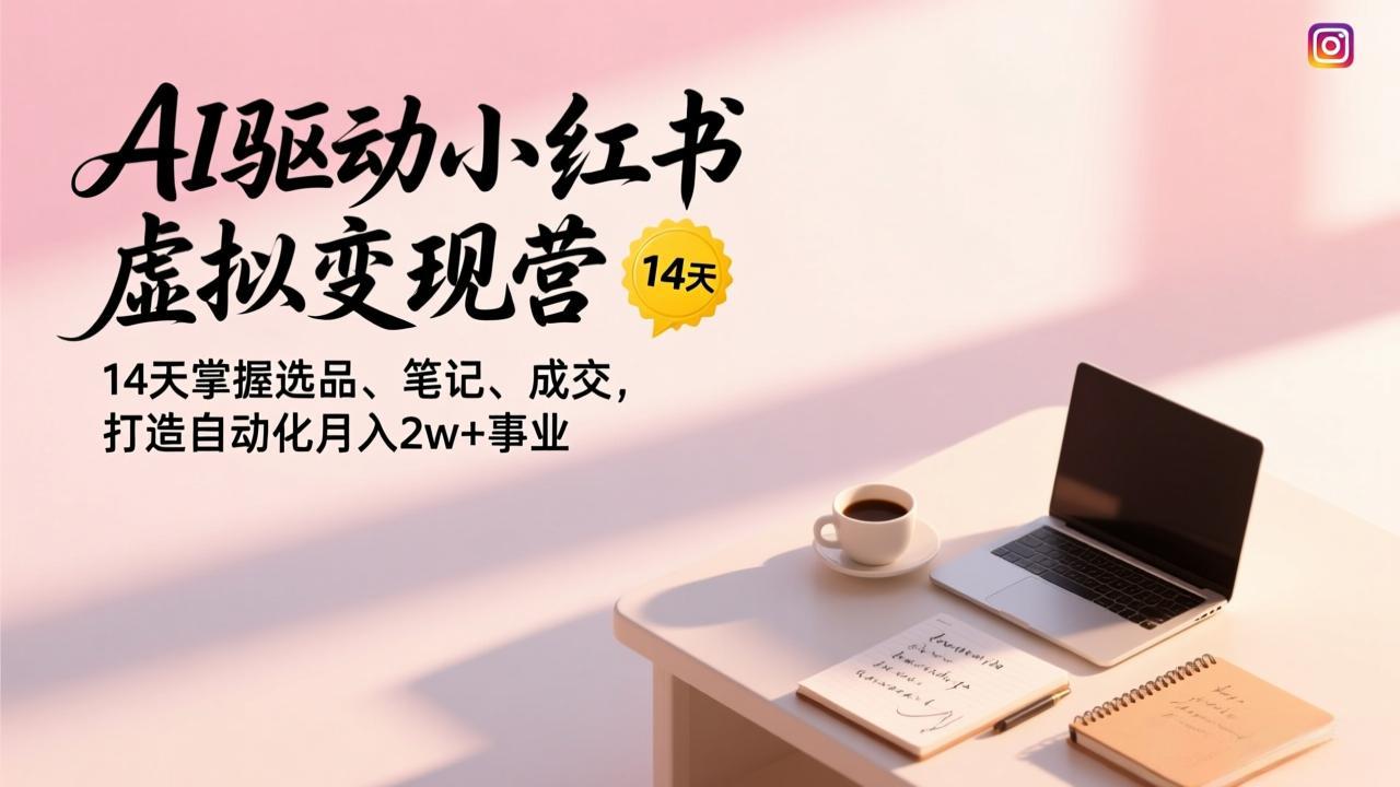 AI驱动小红书虚拟变现营，14天掌握选品、笔记、成交，打造自动化月入2w+事业-超级会员网