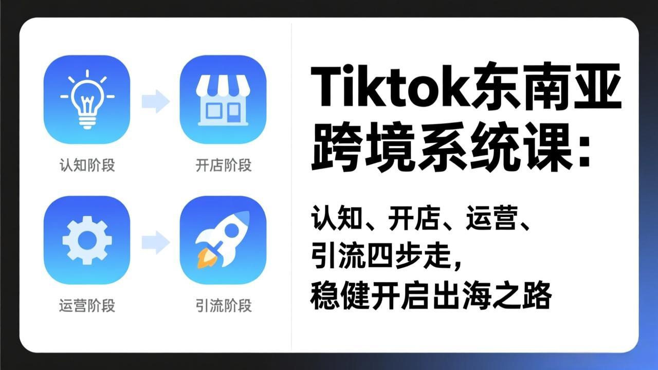 TikTok东南亚跨境系统课：认知、开店、运营、引流四步走，稳健开启出海之路-超级会员网