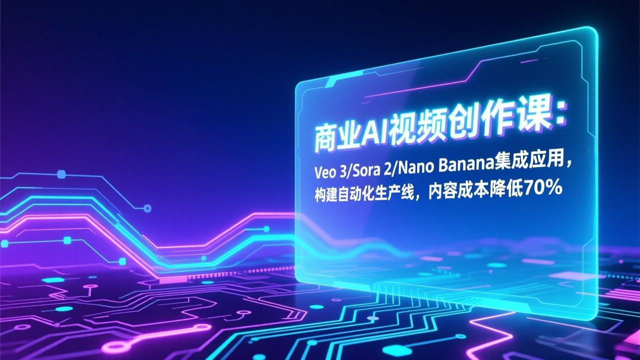 商业AI视频创作课：Veo 3/Sora 2/Nano Banana集成应用，构建自动化生产线，内容成本降低70%-超级会员网