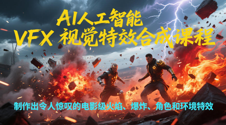 AI人工智能VFX视觉特效合成课程，制作出令人惊叹的电影级火焰、爆炸、角色和环境特效-超级会员网