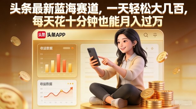 头条最新蓝海赛道，一天轻松大几张，每天花十分钟也能月入过1W【揭秘】-超级会员网