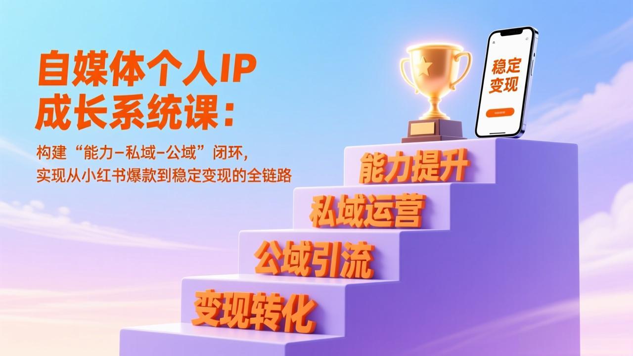 自媒体个人IP成长系统课：构建“能力-私域-公域”闭环，实现从小红书爆款到稳定变现的全链路-超级会员网