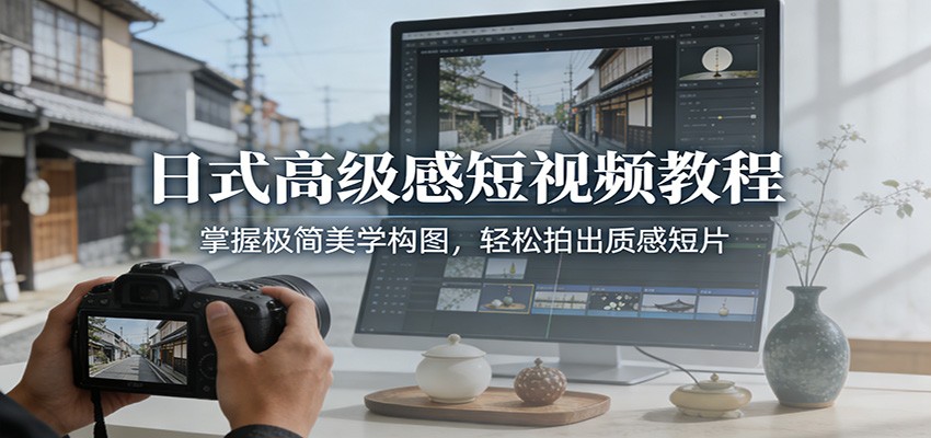 日式高级感短视频教程：掌握极简美学构图，轻松拍出质感短片-超级会员网
