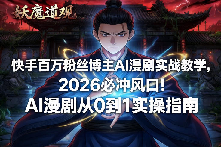 快手百万粉丝博主AI漫剧实战教学,2026必冲风口!AI漫剧从0到1实操指南-超级会员网