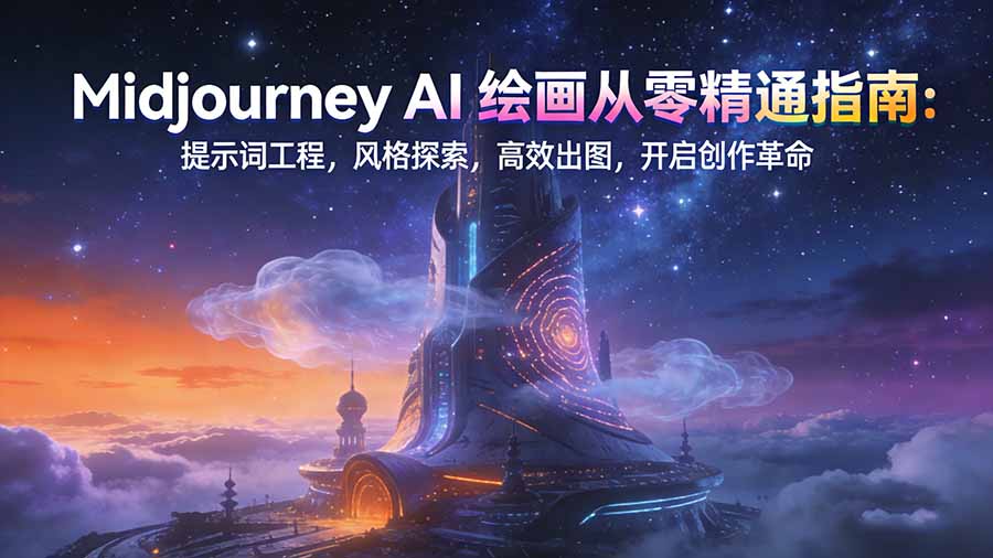 Midjourney AI绘画从零精通指南：提示词工程，风格探索，高效出图，开启创作革命-超级会员网