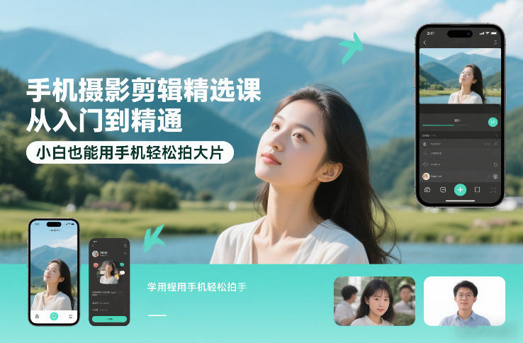 手机摄影剪辑精选课，从入门到精通，小白也能用手机轻松拍大片-超级会员网