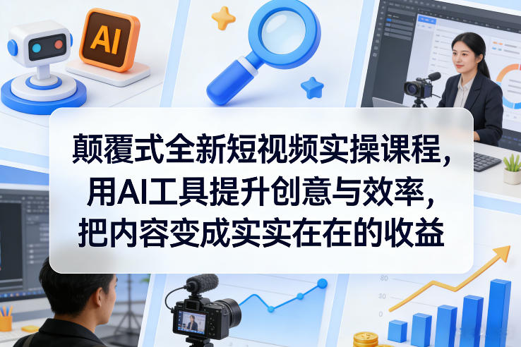 颠覆式全新短视频实操课程，用AI工具提升创意与效率，把内容变成实实在在的收益-超级会员网