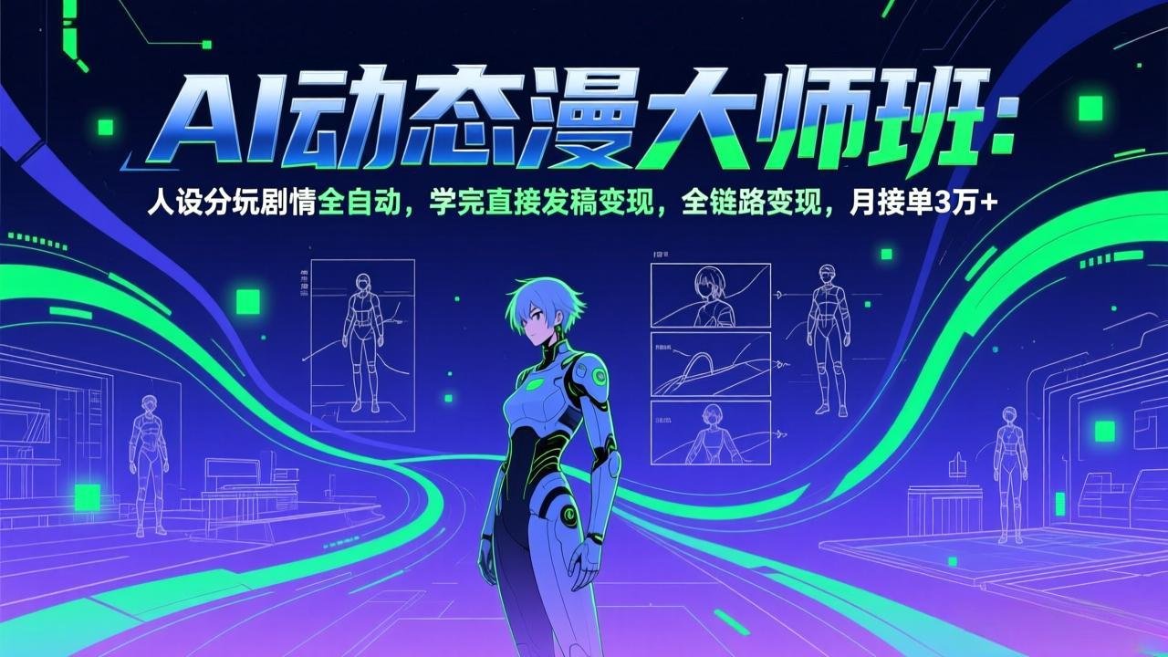 AI动态漫剧大师班：人设分镜剧情全自动，学完直接发稿变现，全链路变现，月接单3万+-超级会员网