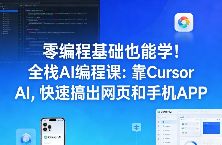 零编程基础也能学！全栈AI编程课：靠Cursor AI，快速搞出网页和手机APP-超级会员网