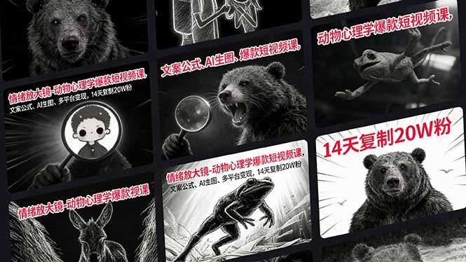 情绪放大镜-动物心理学爆款短视频课，文案公式、AI生图、多平台变现，14天复制20W粉-超级会员网