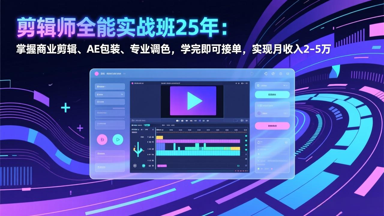 剪辑师全能实战班25年：掌握商业剪辑、AE包装、专业调色，学完即可接单，实现月收入2-5万-超级会员网