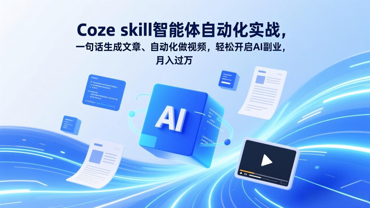 Coze skill智能体自动化实战，一句话生成文章、自动化做视频，轻松开启AI副业，月入过万-超级会员网