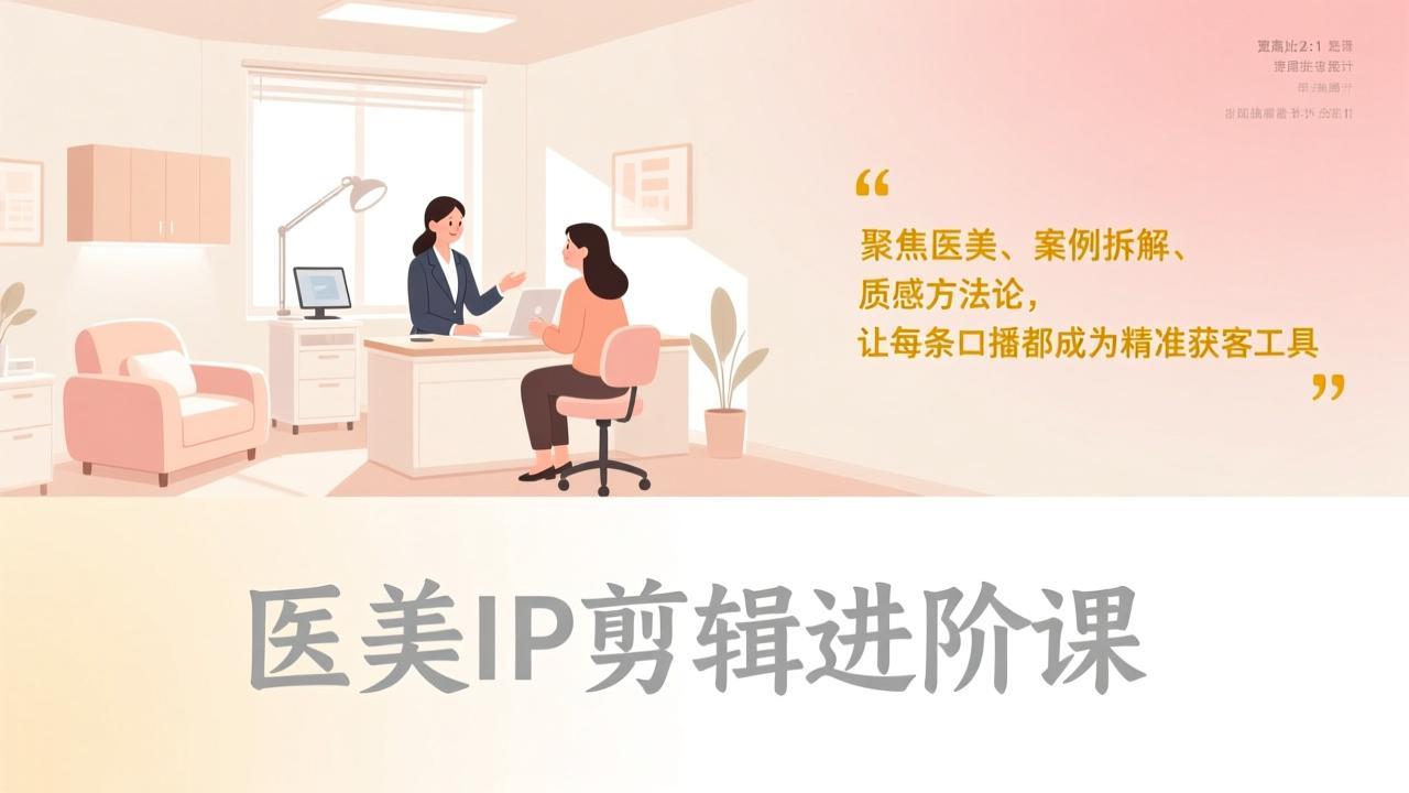 医美IP剪辑进阶课，聚焦医美、案例拆解、质感方法论，让每条口播都成为精准获客工具-超级会员网