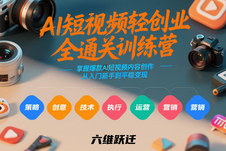 AI短视频轻创业全通关训练营，掌握爆款AI短视频内容创作，从入门新手到平稳变现的六维跃迁-超级会员网