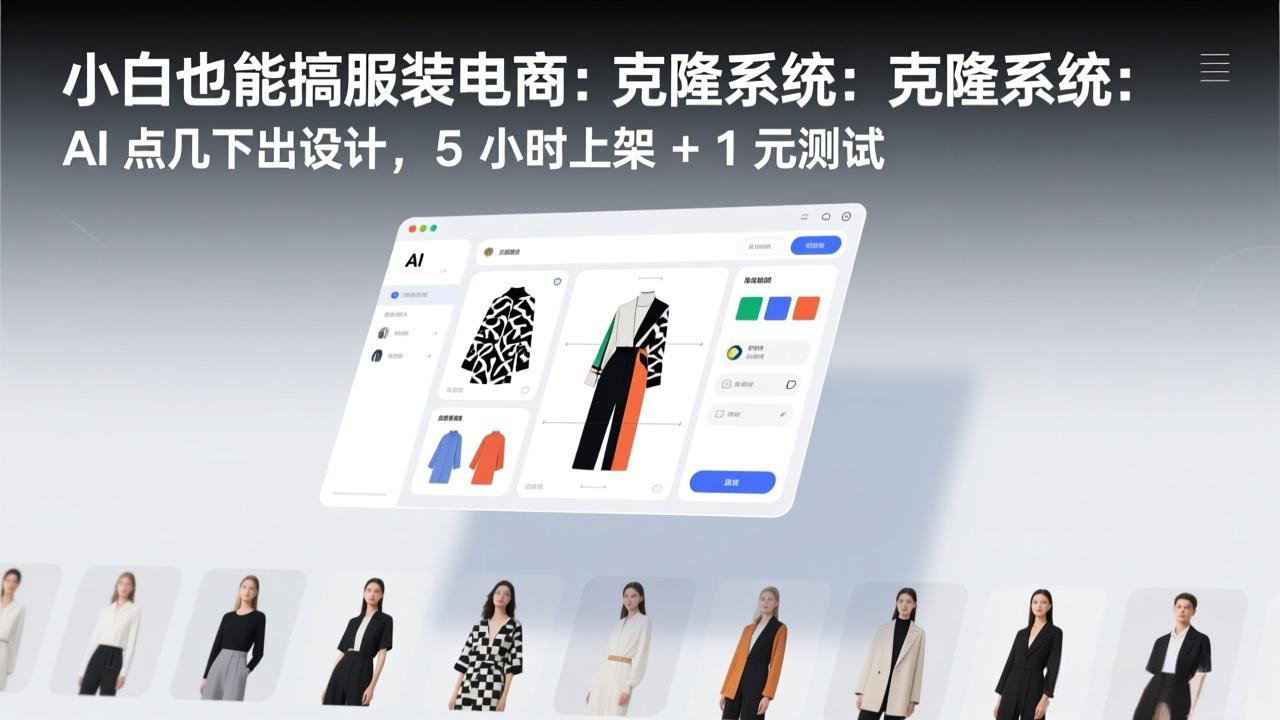 小白也能搞服装电商：克隆系统：AI 点几下出设计，5 小时上架 + 1 元测试-超级会员网
