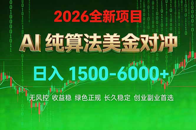 2026 全新美金对冲项目，不套平台赠金，不封号，纯算法对冲，日入 1500-6000+-超级会员网
