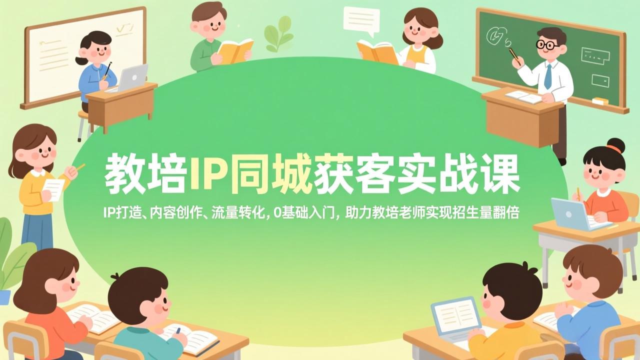教培IP同城获客实战课，IP打造、内容创作、流量转化，0基础入门，助力教培老师实现招生量翻倍-超级会员网
