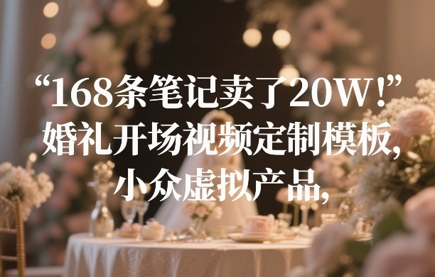 168条笔记卖了20W！婚礼开场视频定制模板，小众虚拟产品-超级会员网