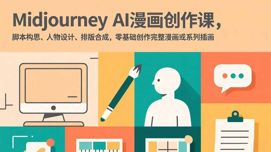 Midjourney AI漫画创作课，脚本构思、人物设计、排版合成，零基础创作完整漫画或系列插画-超级会员网